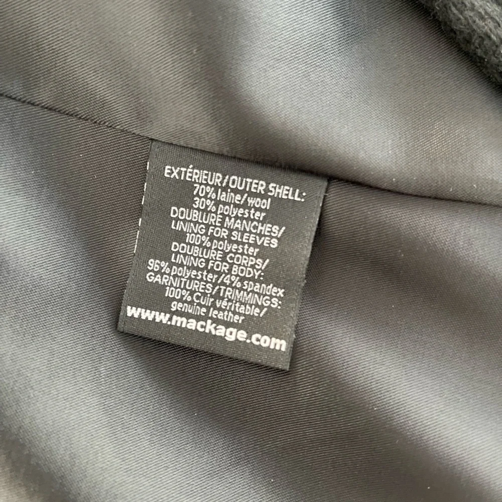 MACKAGE Funnel Neck Asymmetrical Zip Belted Wool Coat in Black - Picture 12 of 12